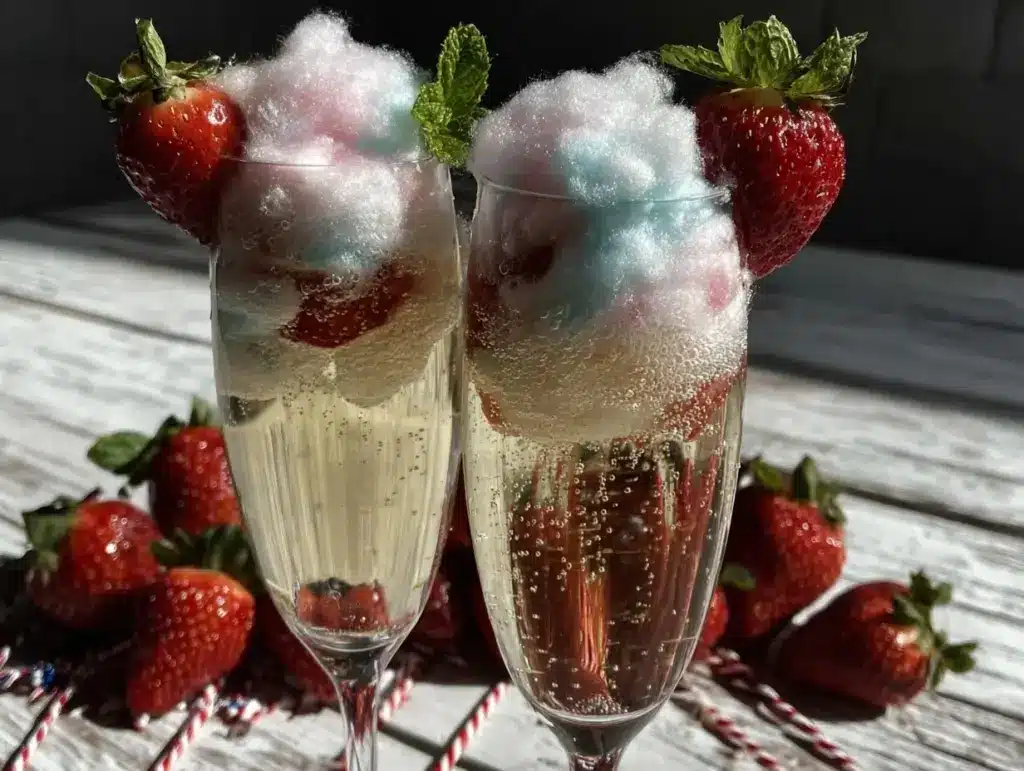 patriotic cotton candy champagne cocktail - featured image