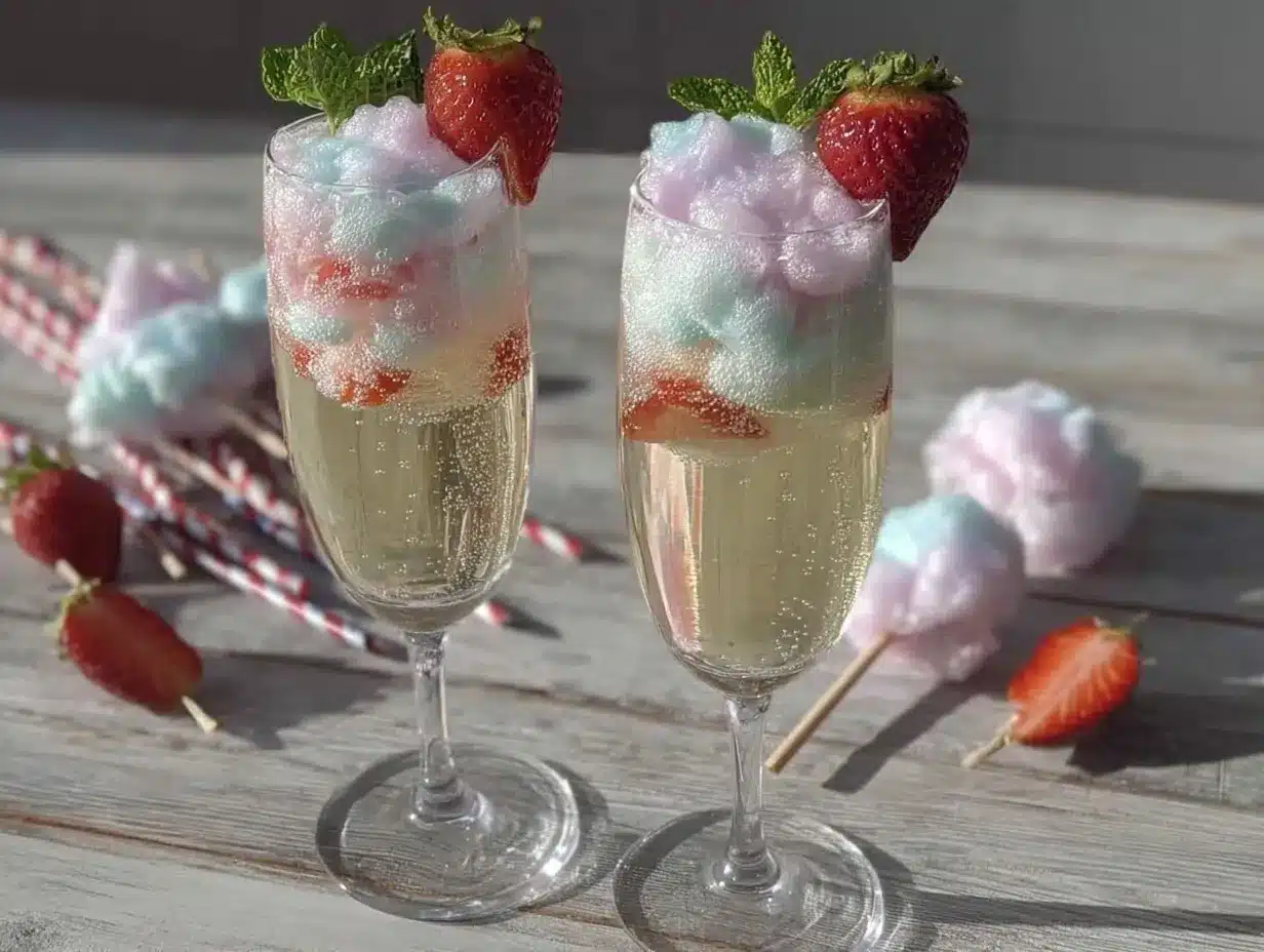 patriotic cotton candy champagne cocktail preparation steps