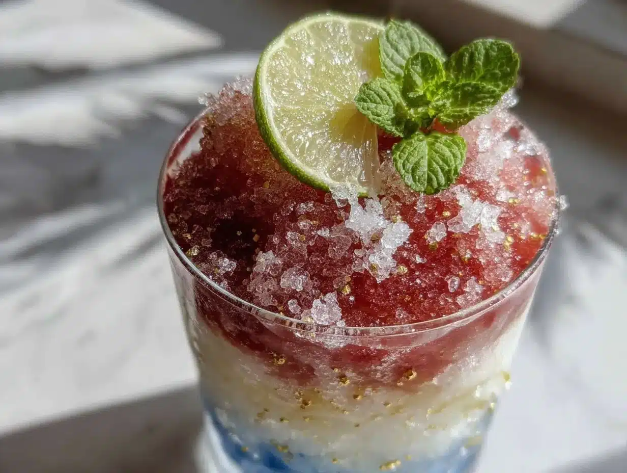 patriotic layered frozen margarita tower preparation steps