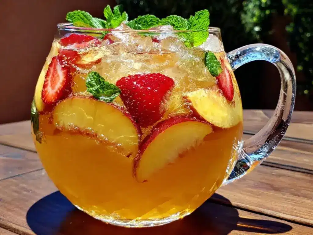 peach sangria pitcher recipe - featured image