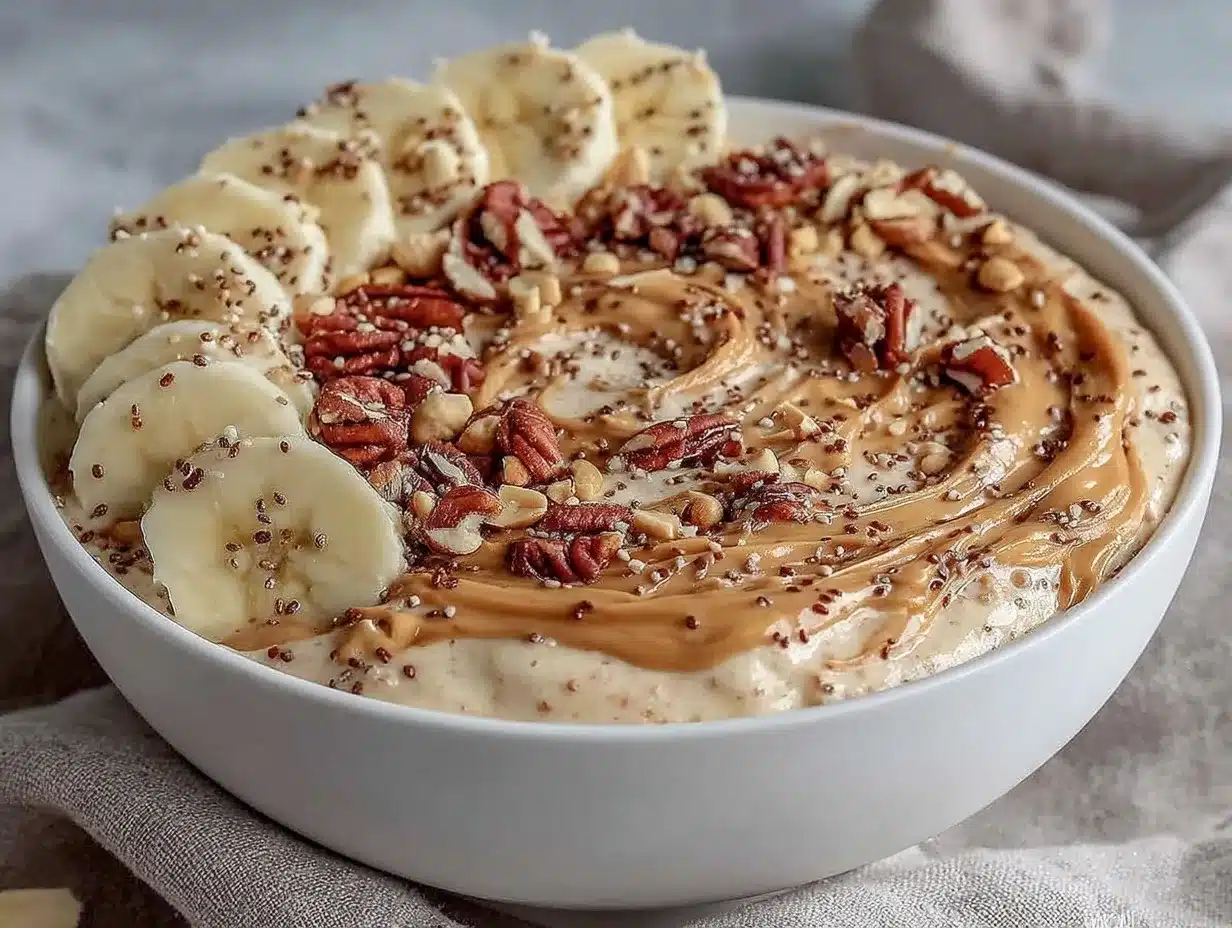 peanut butter banana protein smoothie bowl preparation steps