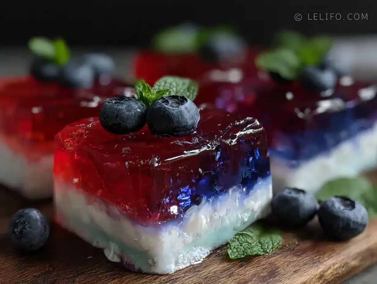 red white and blue layered jello shots preparation steps
