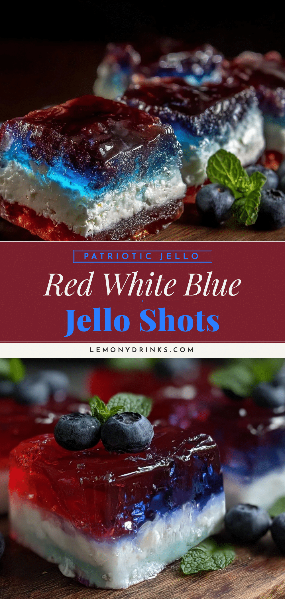 red white and blue layered jello shots recipe