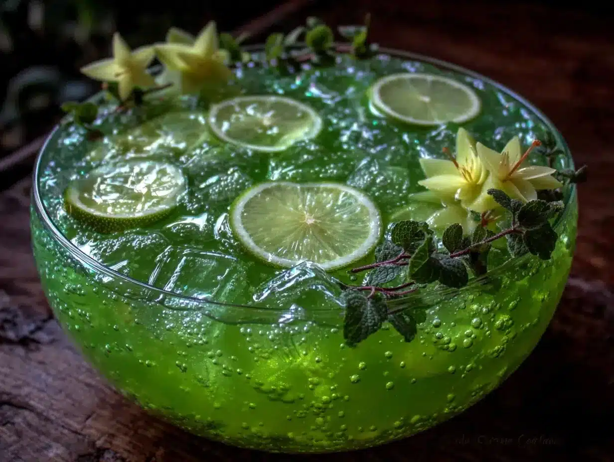 Refreshing Witch’s Brew Green Punch Bowl preparation steps