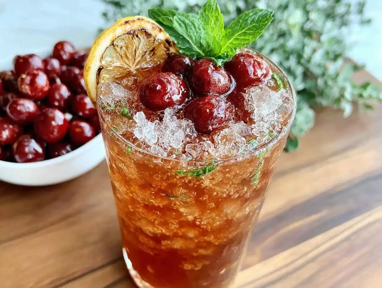 smoked cherry bourbon lemonade cocktail preparation steps