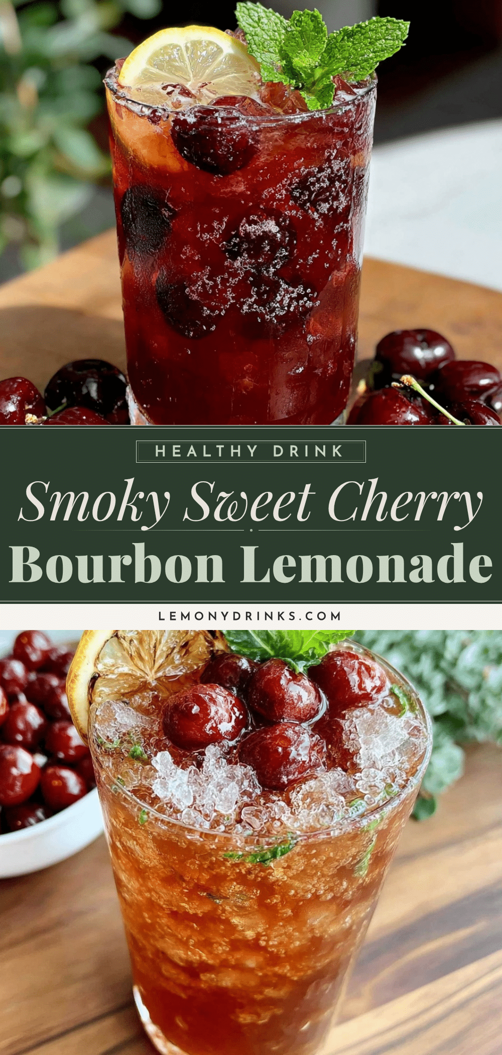 smoked cherry bourbon lemonade cocktail recipe