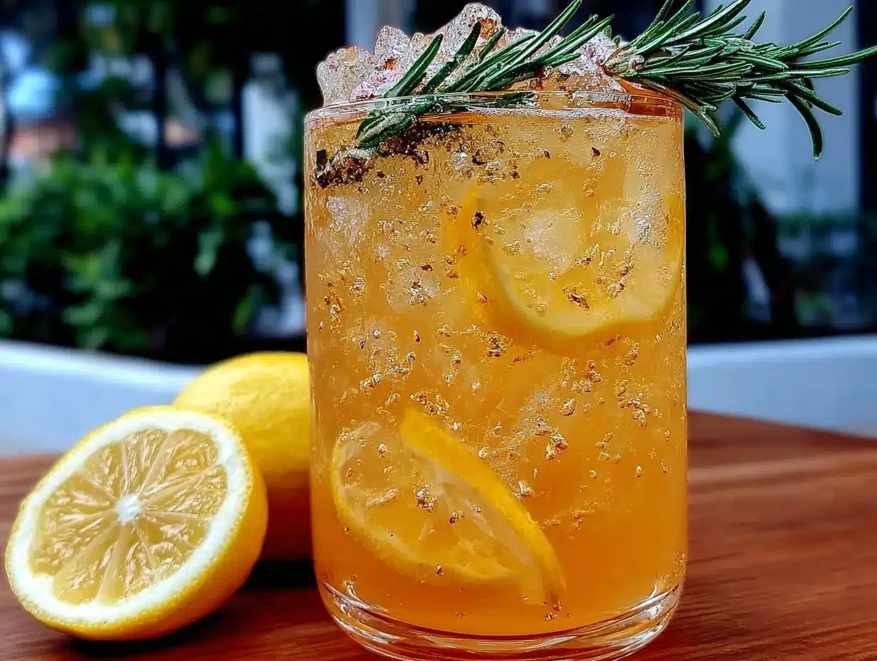 smoked rosemary whiskey lemonade cocktail preparation steps