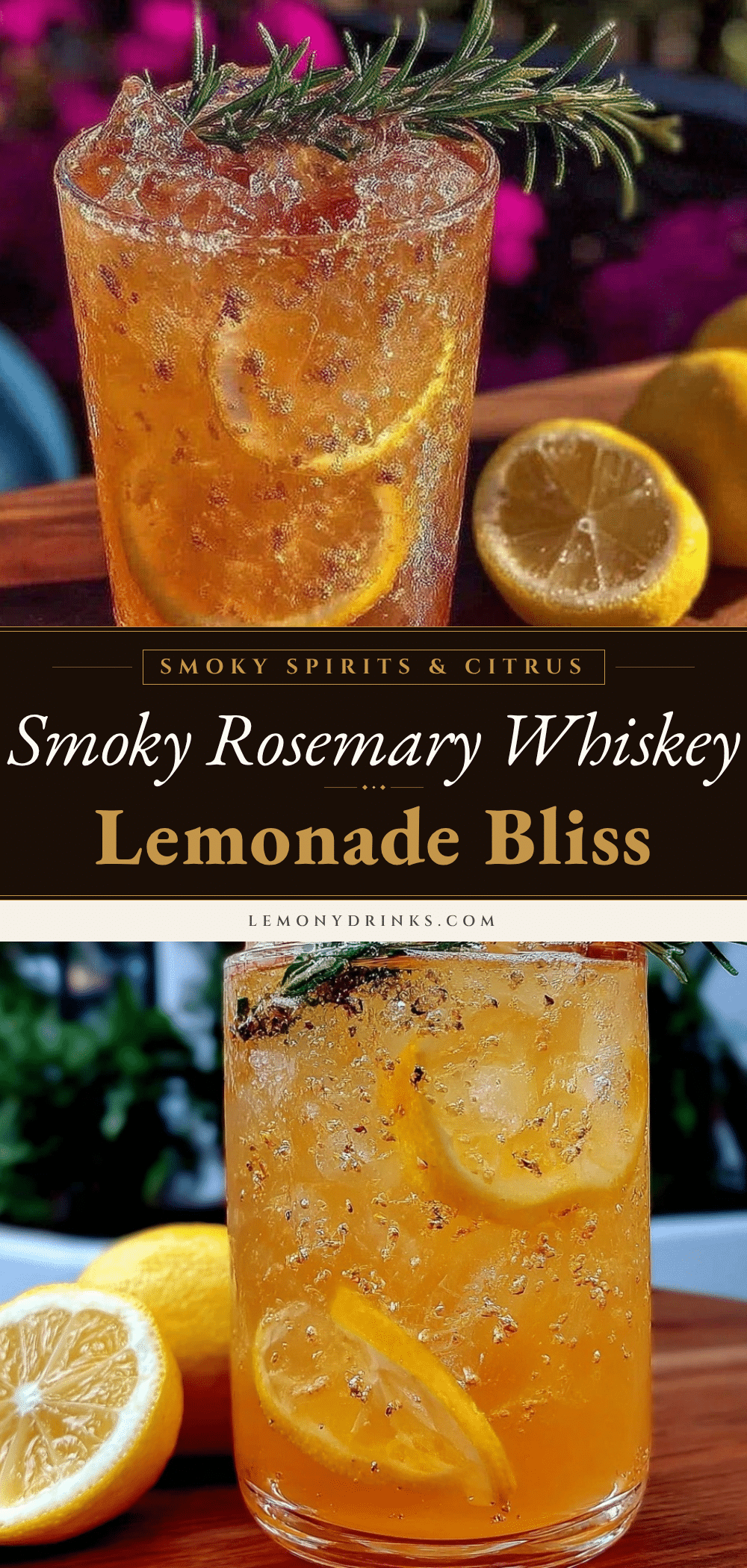 smoked rosemary whiskey lemonade cocktail recipe
