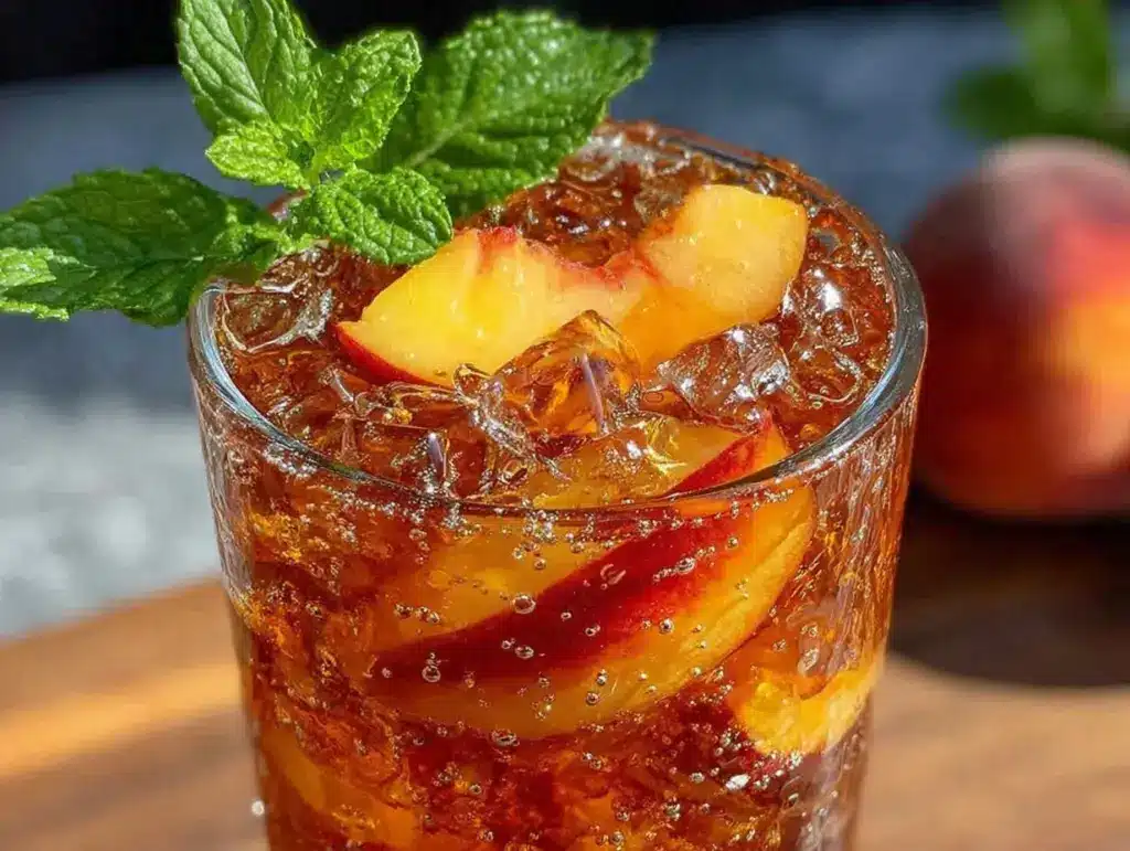 southern sweet peach iced tea - featured image
