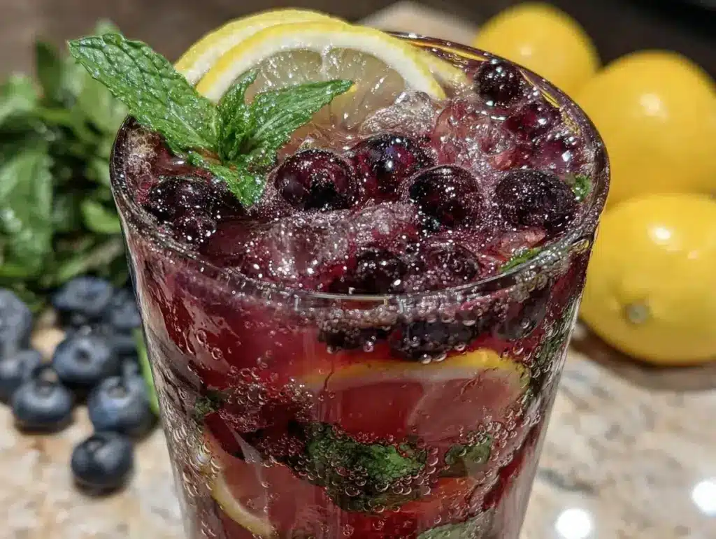 sparkling blueberry mint lemonade - featured image