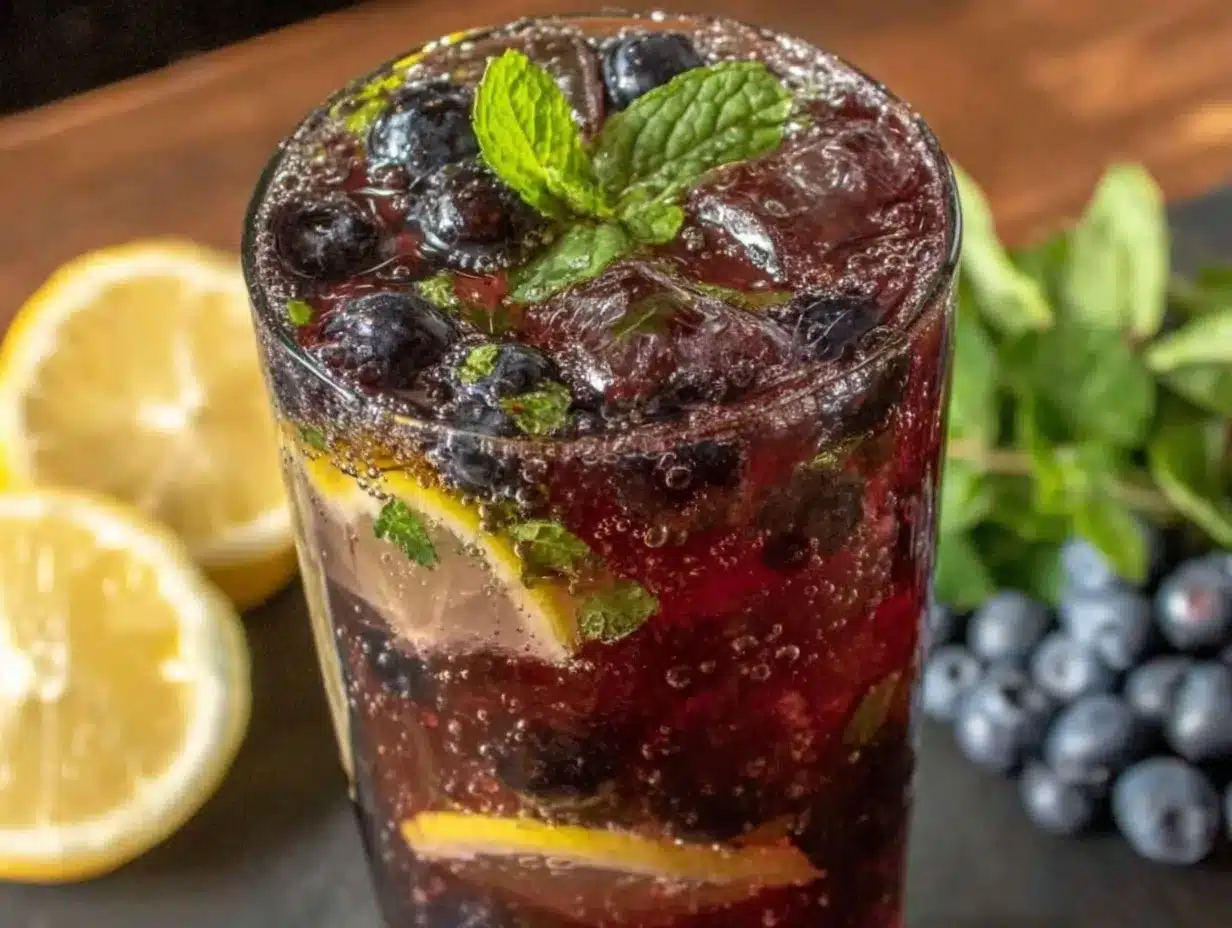 sparkling blueberry mint lemonade preparation steps