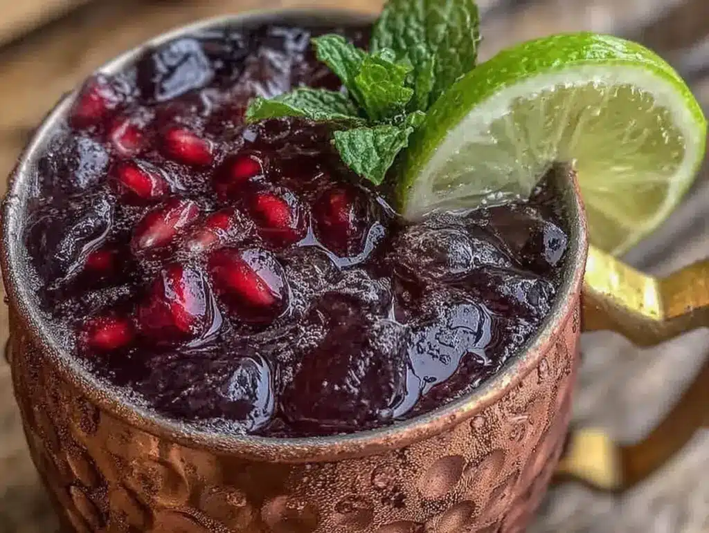 sparkling pomegranate mule mocktail - featured image