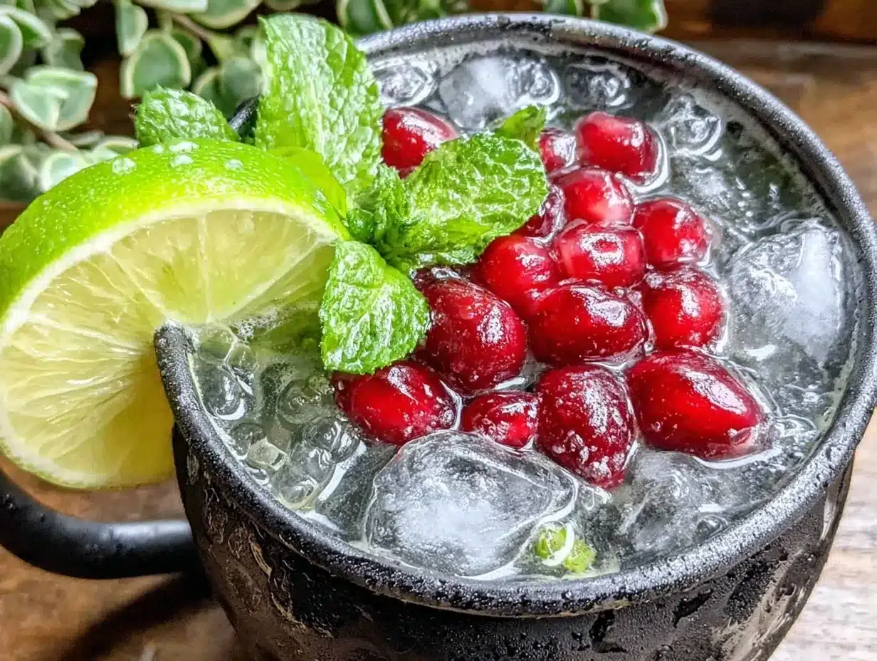 sparkling pomegranate mule mocktail preparation steps