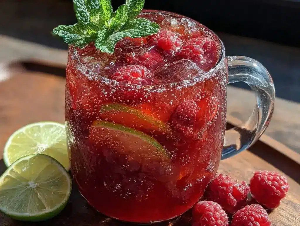 sparkling raspberry limeade pitcher punch - featured image