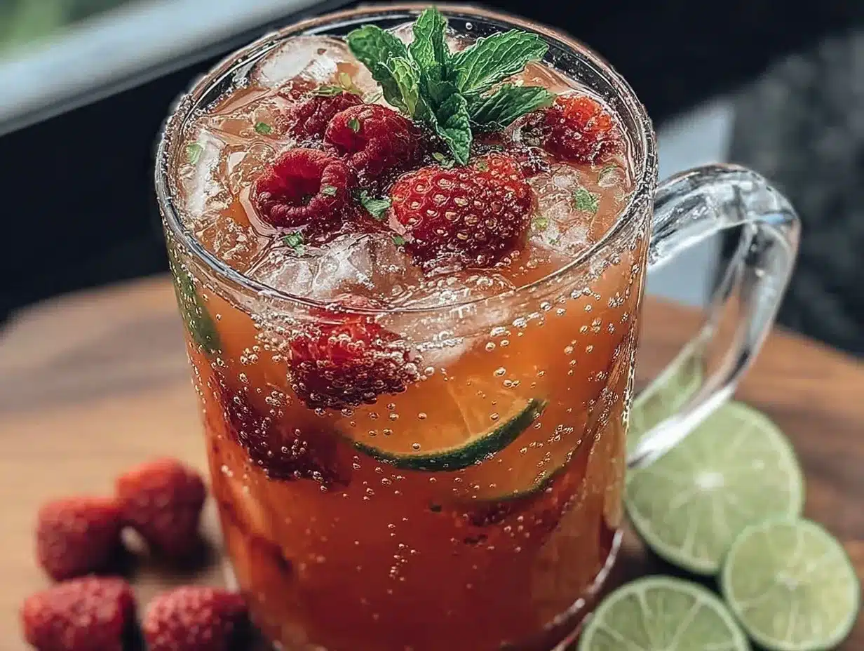 sparkling raspberry limeade pitcher punch preparation steps
