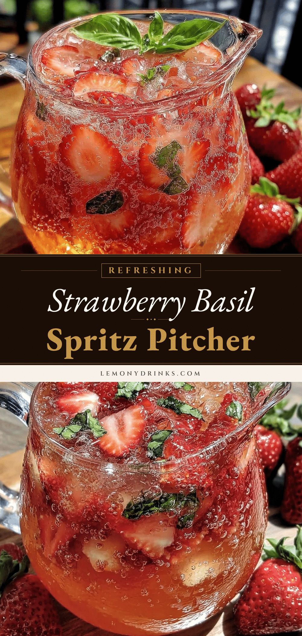 strawberry basil spritz pitcher cocktail recipe