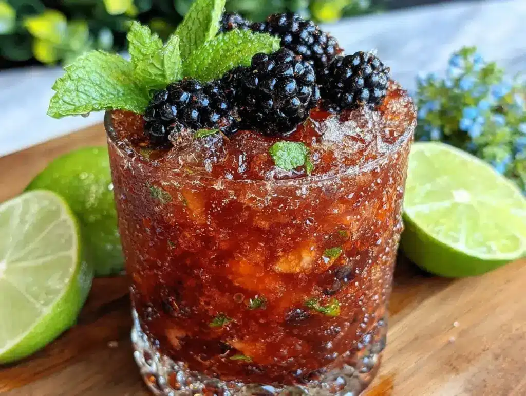 blackberry bourbon smash cocktail - featured image