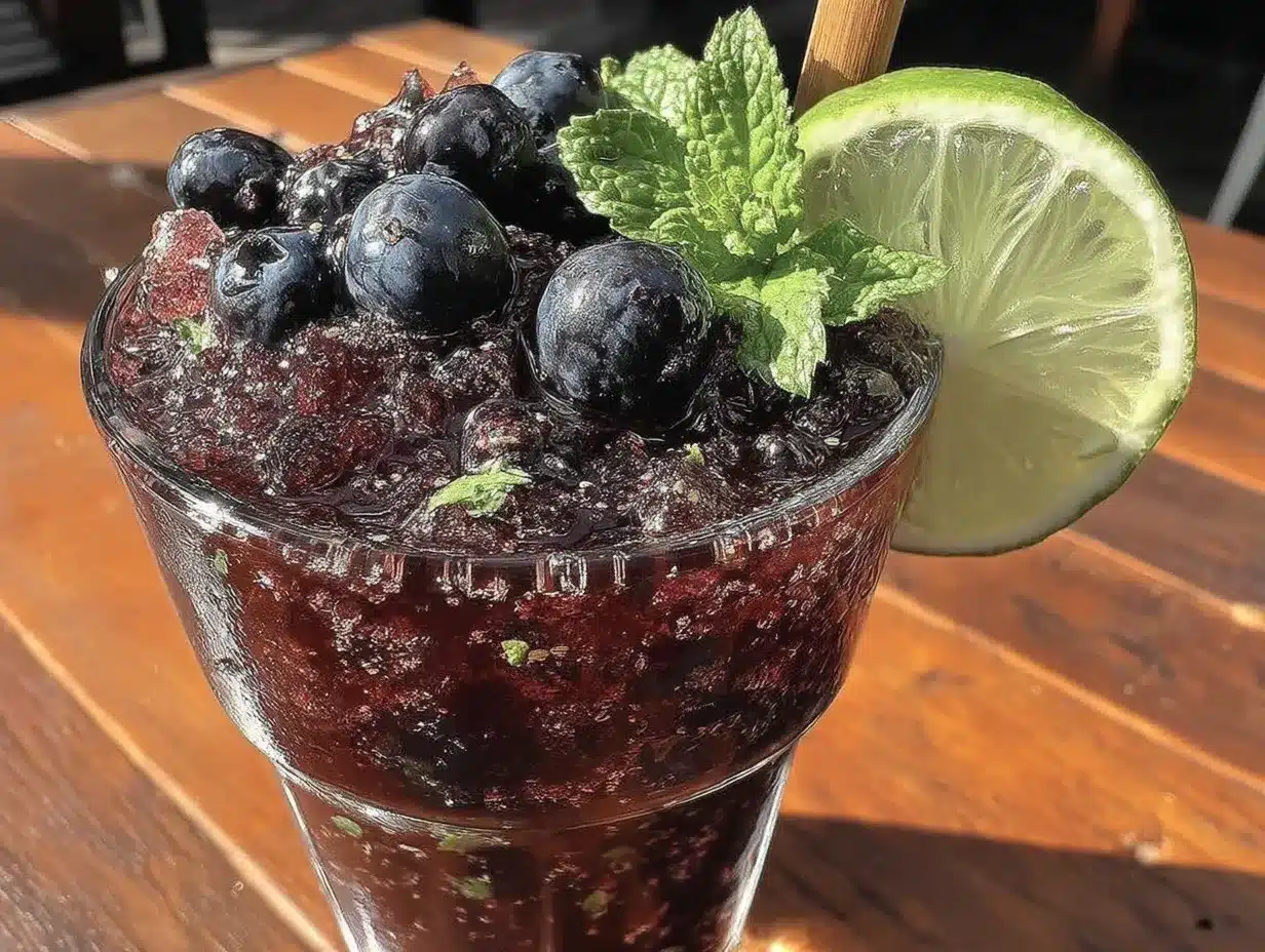 blueberry mint mojito slushie preparation steps