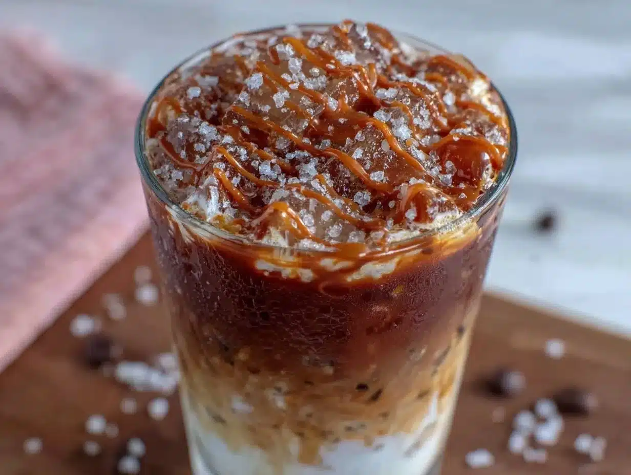 creamy iced caramel macchiato with coconut milk preparation steps