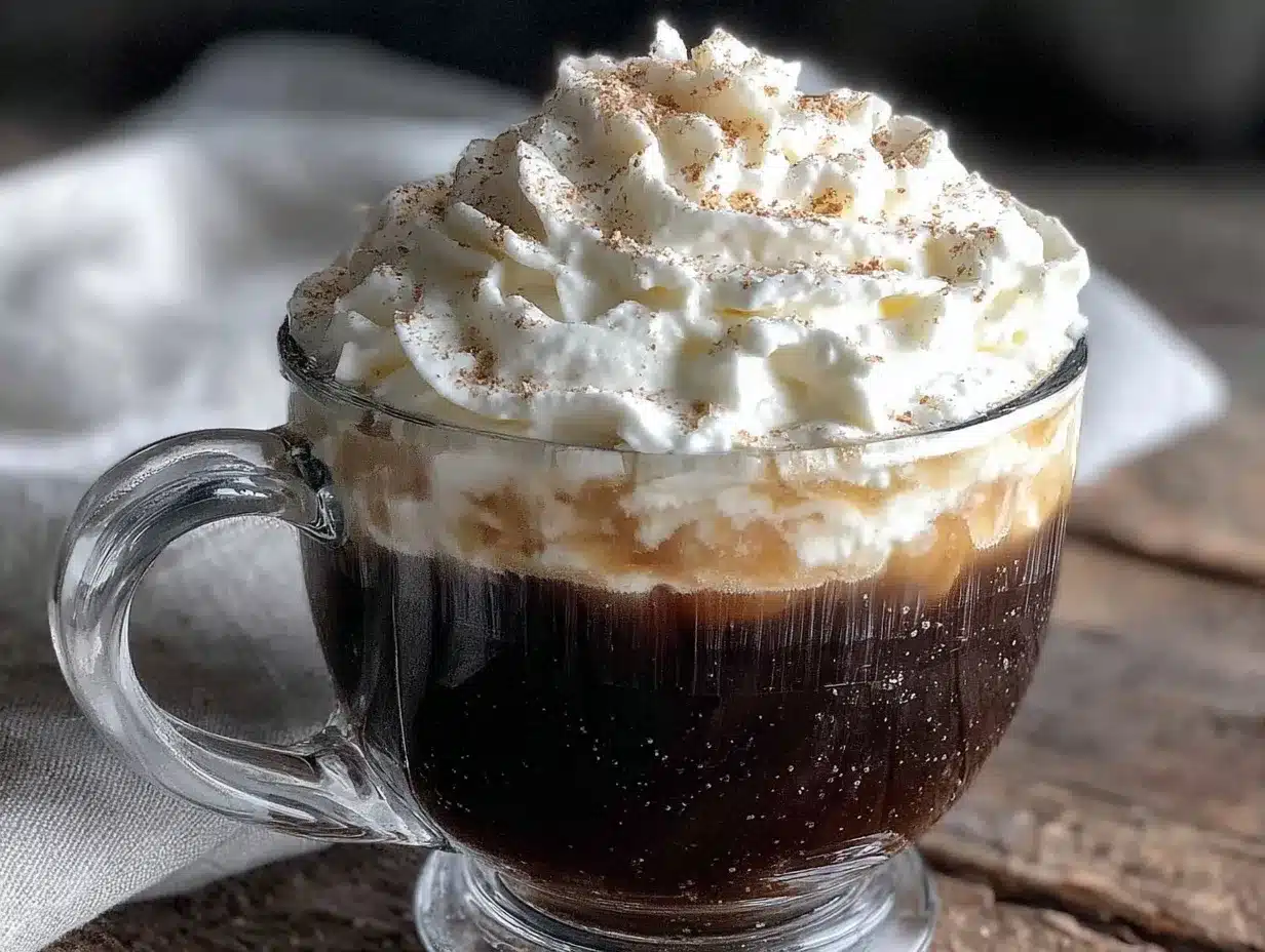 creamy Irish coffee with bourbon whipped cream preparation steps