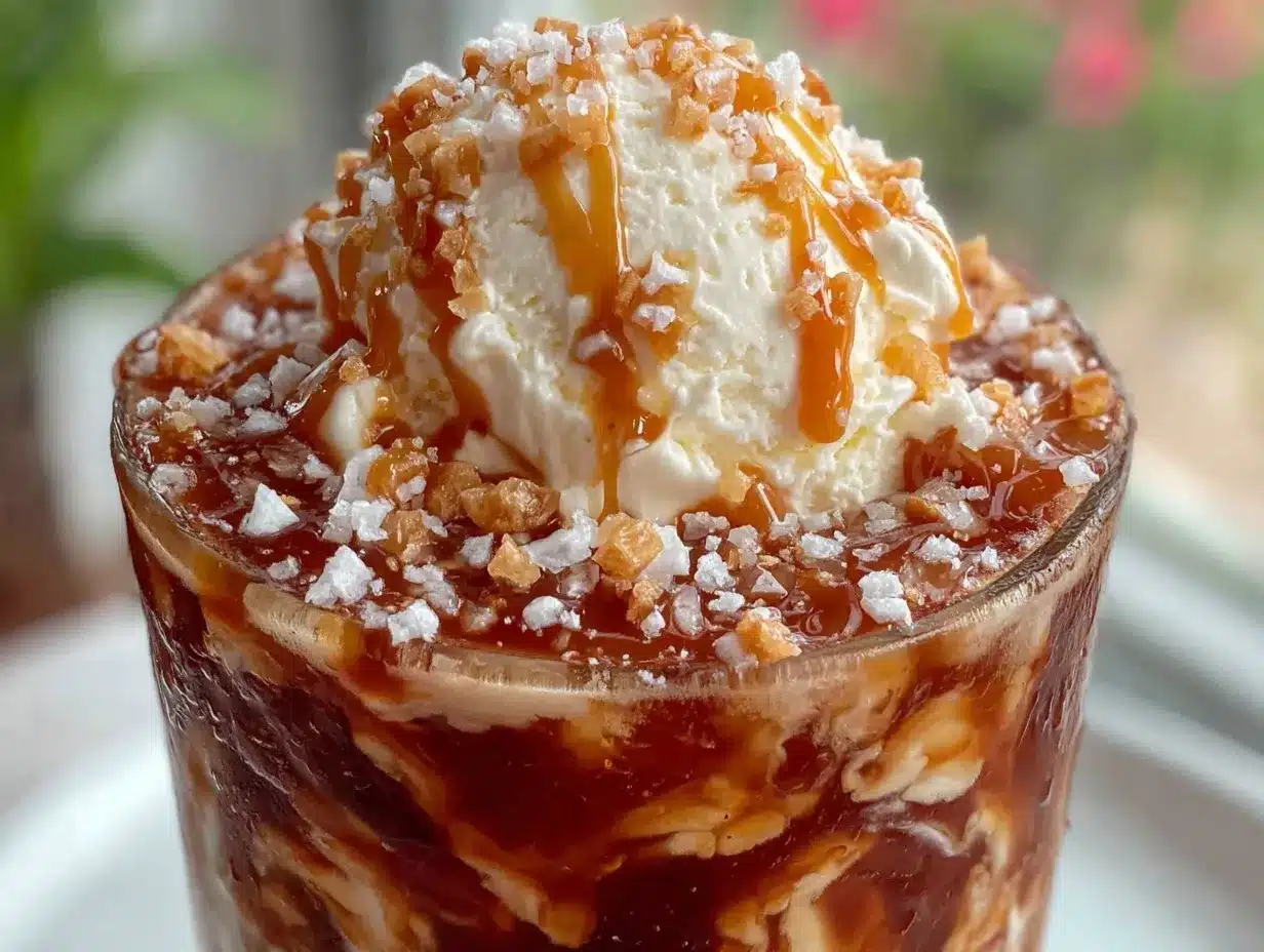 creamy salted caramel cold brew float recipe preparation steps