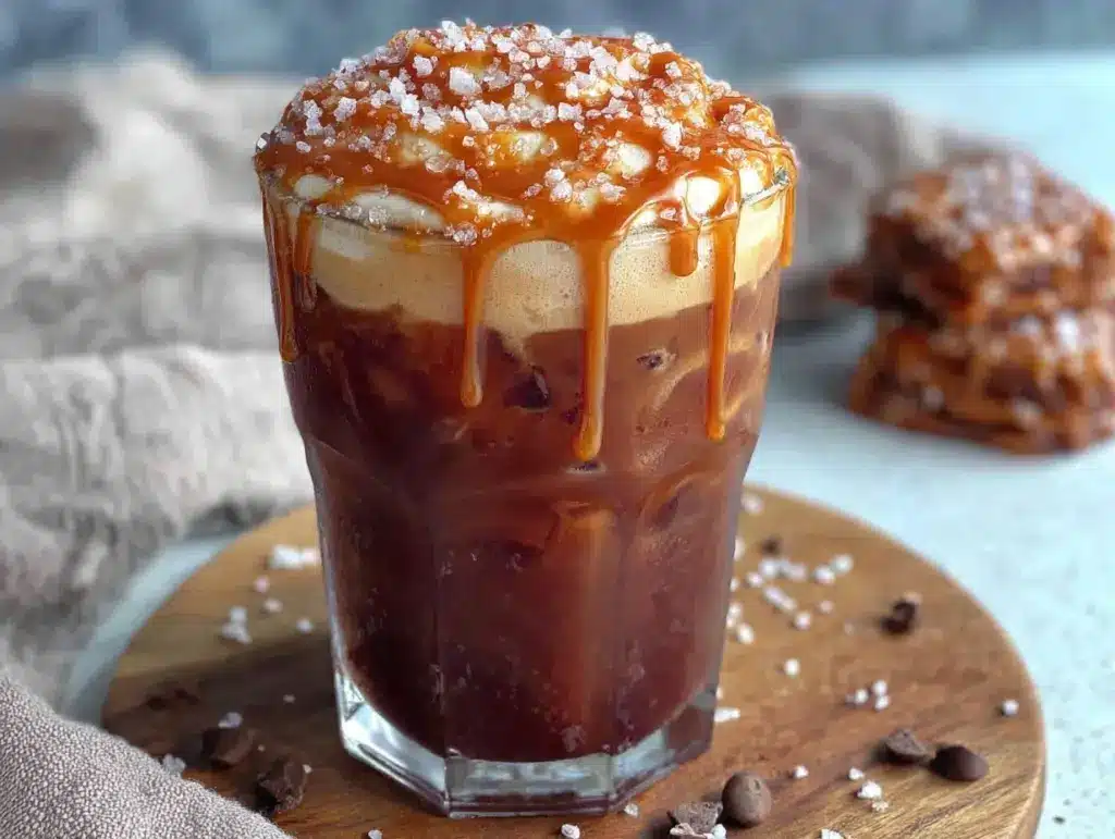 creamy salted caramel cold foam cold brew recipe - featured image