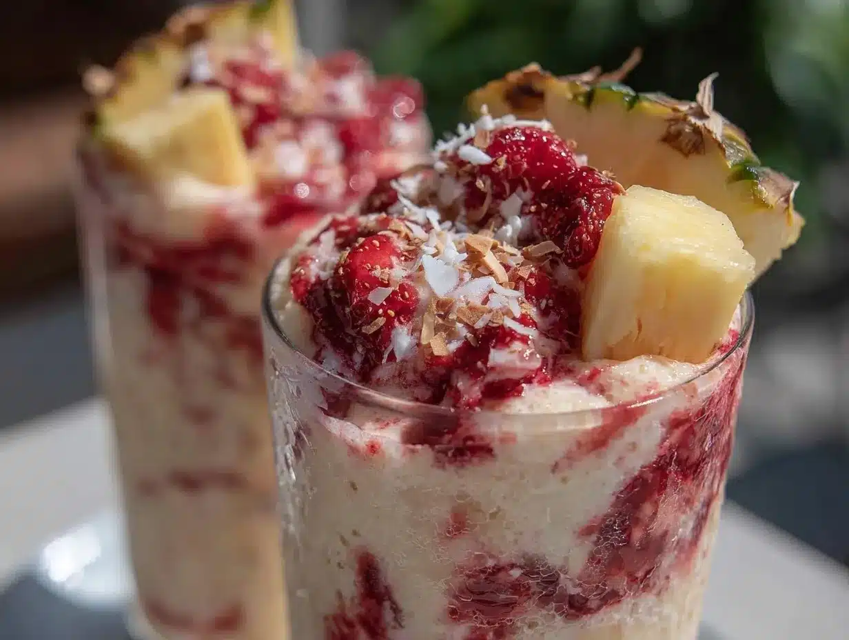 creamy strawberry swirl pina colada preparation steps