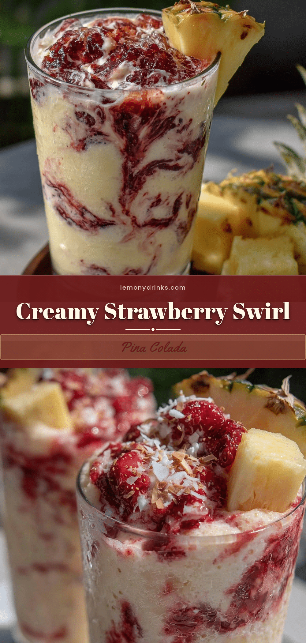 creamy strawberry swirl pina colada recipe