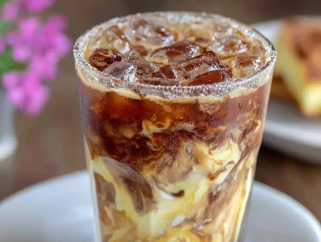 creamy vanilla sweet cream iced coffee - featured image