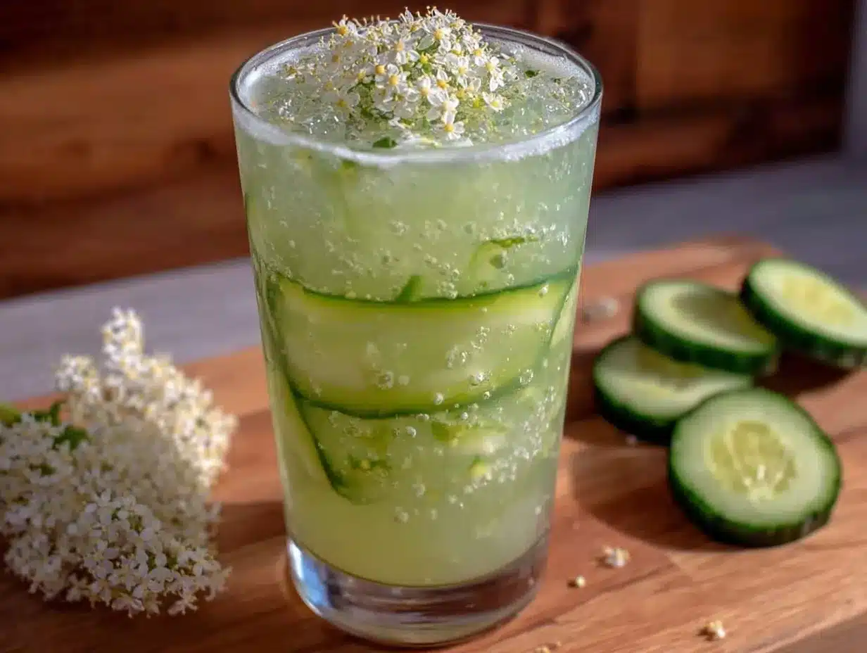 cucumber elderflower gin fizz preparation steps
