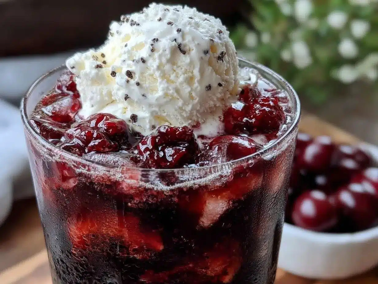 dark sweet cherry cold brew float preparation steps