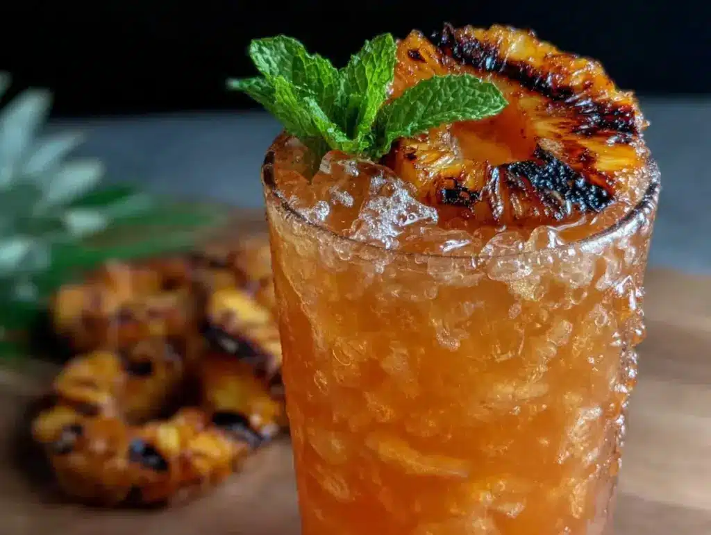 flavorful grilled pineapple rum punch - featured image