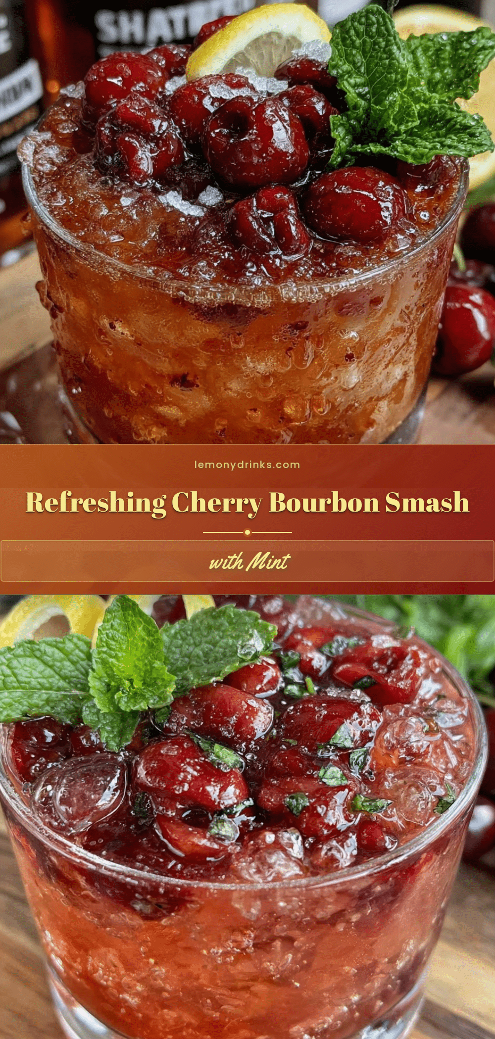 fresh cherry bourbon smash cocktail recipe