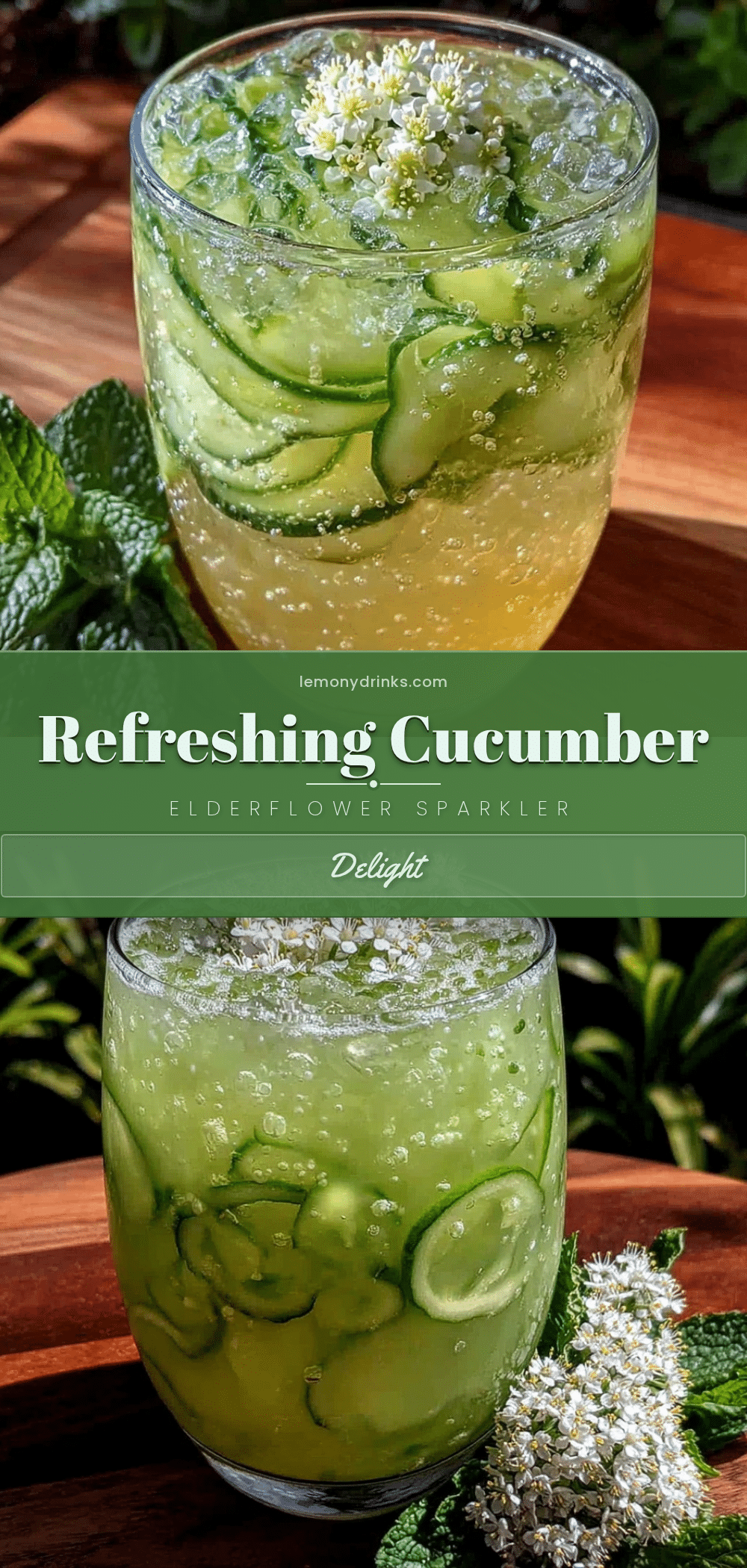 fresh cucumber elderflower sparkler cocktail recipe
