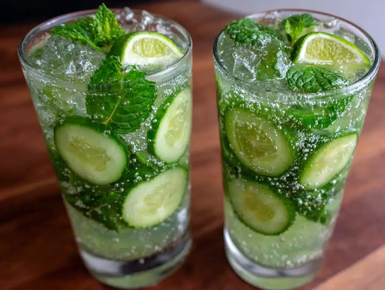 fresh cucumber mint lime cooler preparation steps