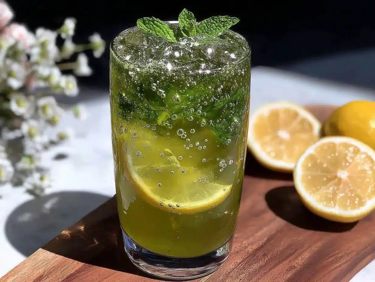 fresh green tea matcha lemonade preparation steps