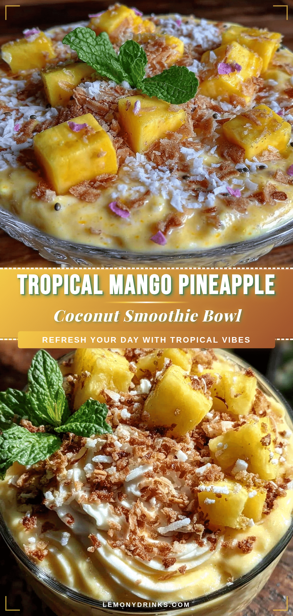 fresh mango pineapple coconut smoothie bowl recipe