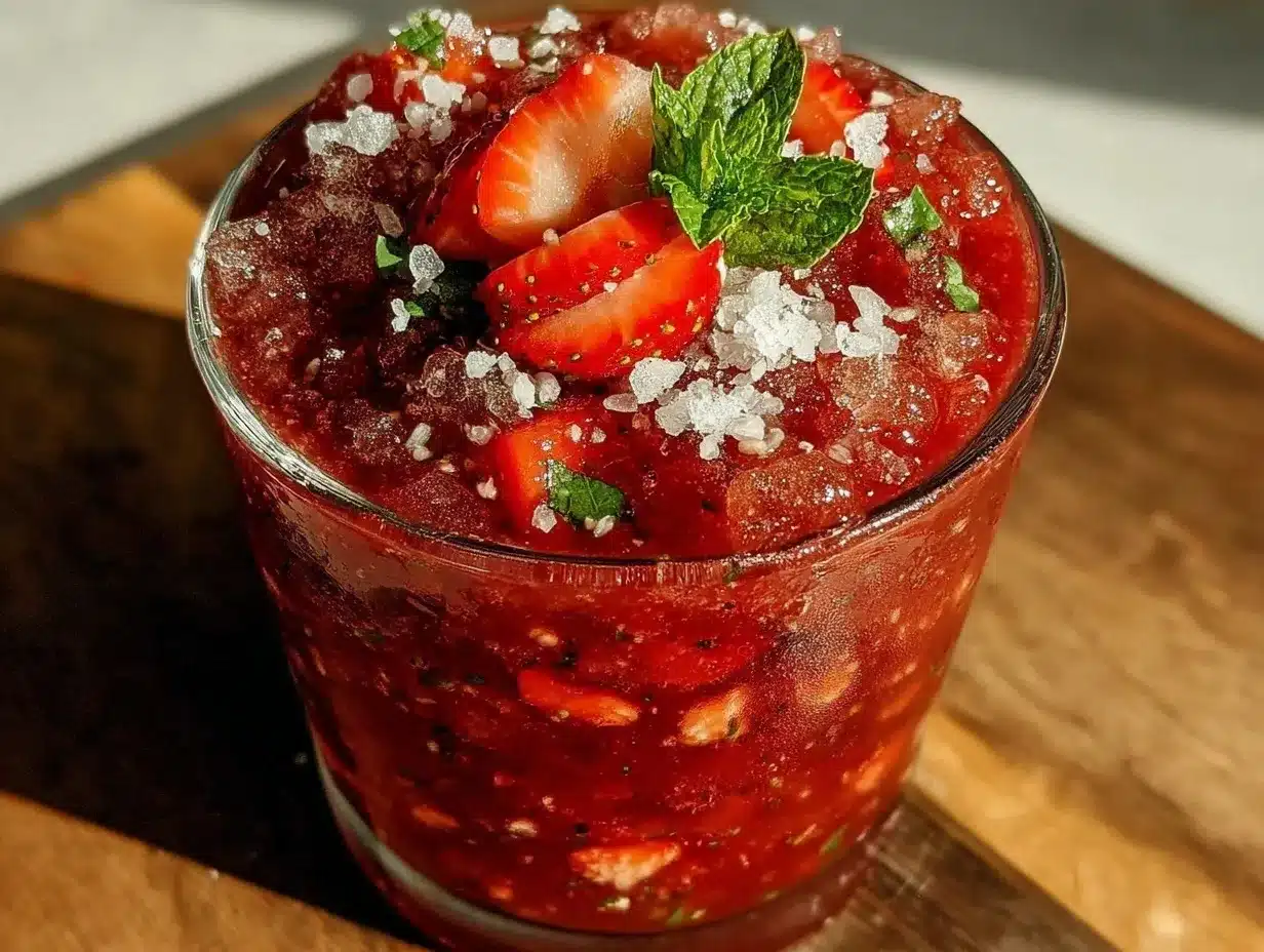 fresh strawberry watermelon coconut slushie preparation steps