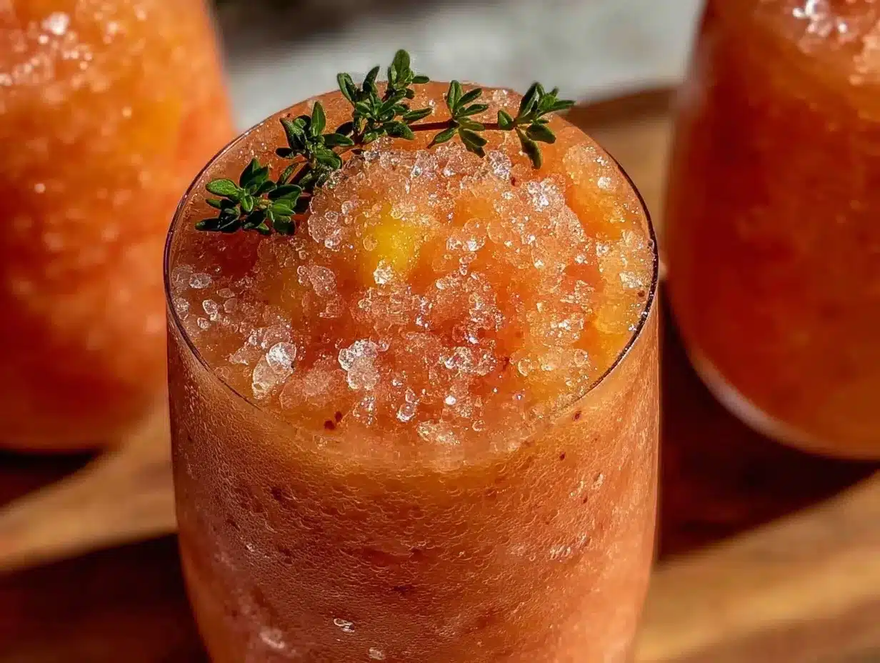 frozen peach bellini slushie preparation steps