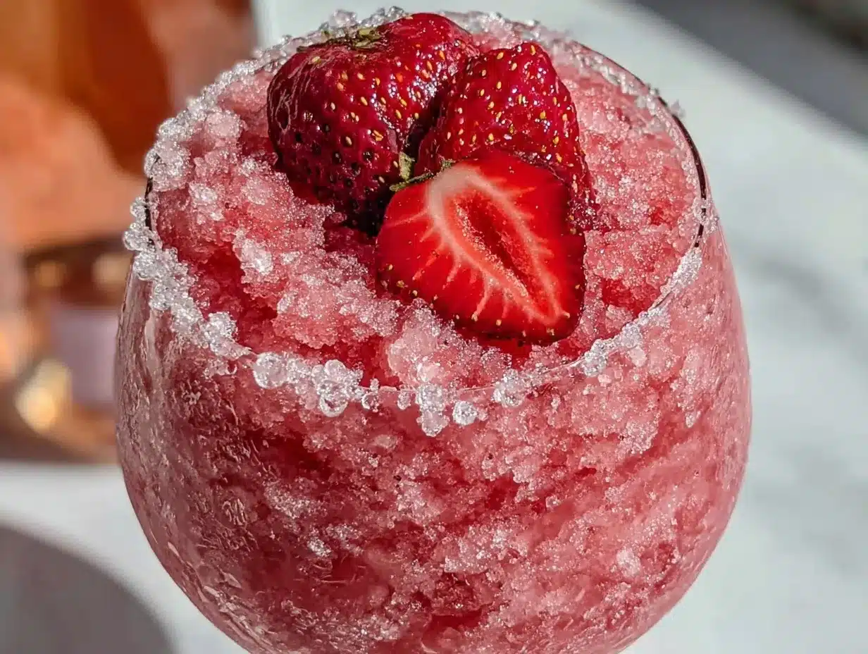 frozen pink lemonade frosé preparation steps
