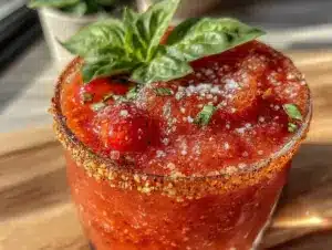 frozen strawberry basil margarita - featured image