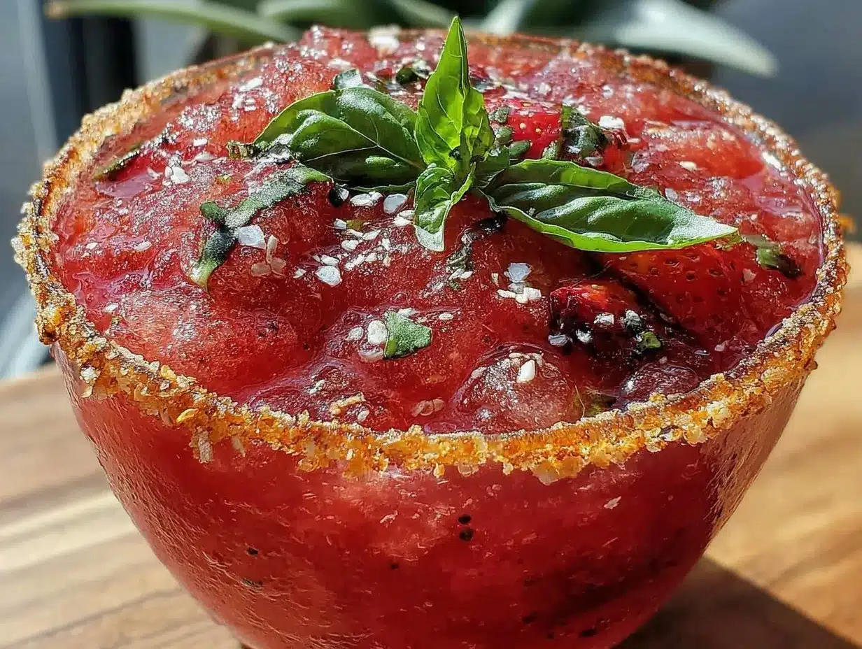 frozen strawberry basil margarita preparation steps