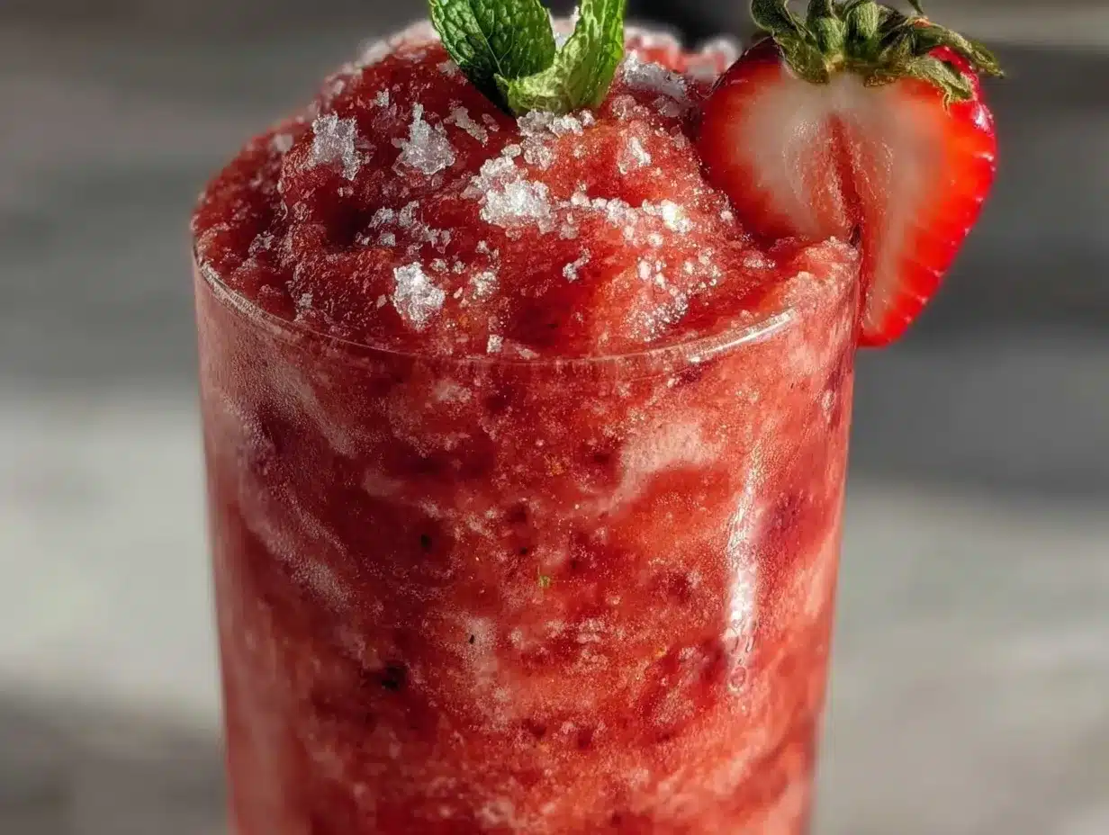 frozen strawberry daiquiri slushie preparation steps