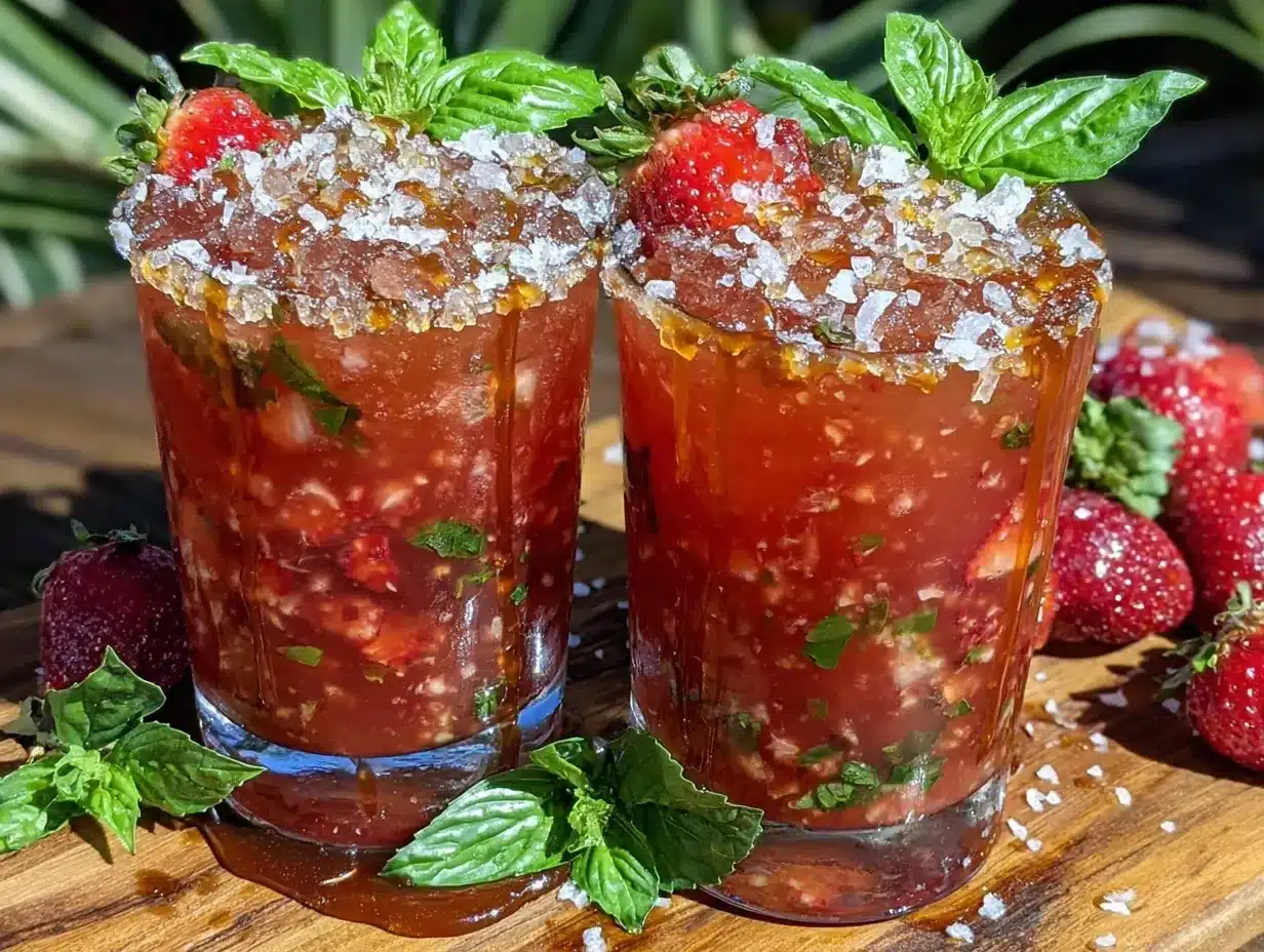 frozen strawberry mojito with sweet basil preparation steps