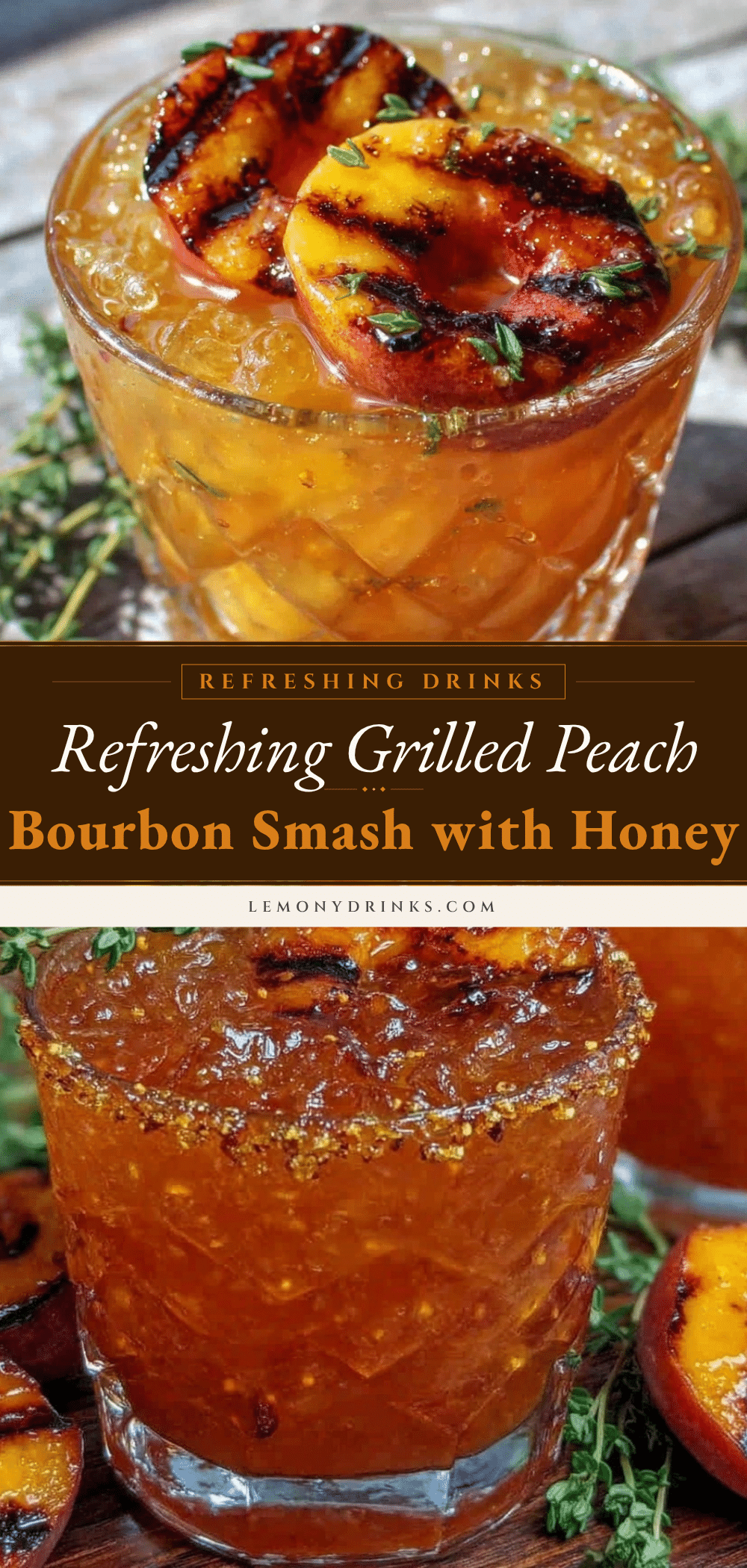 grilled peach bourbon smash cocktail recipe