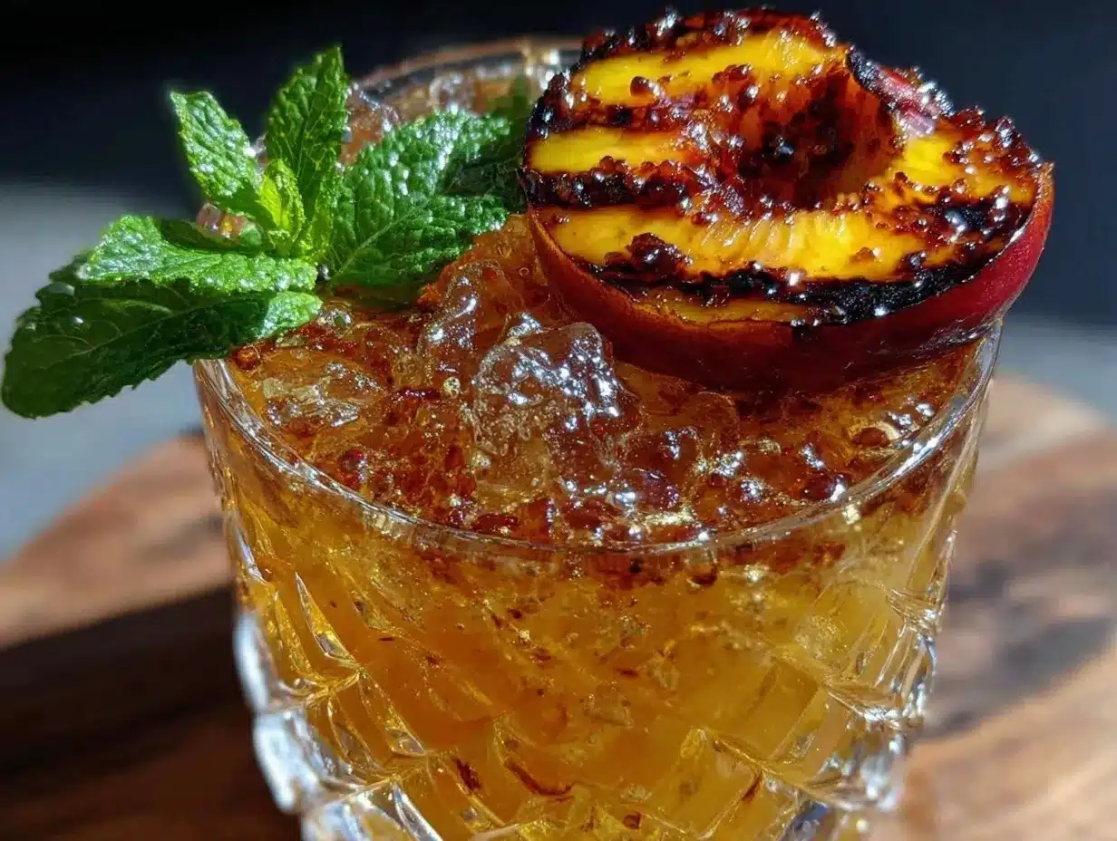 grilled peach sweet tea vodka cocktail preparation steps