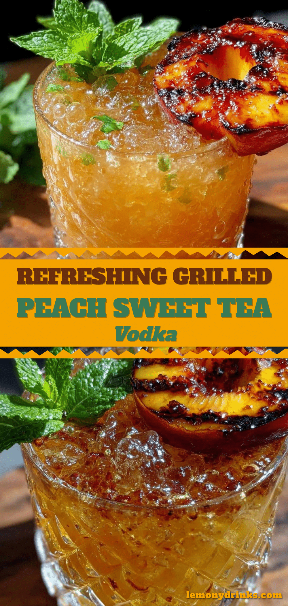 grilled peach sweet tea vodka cocktail recipe