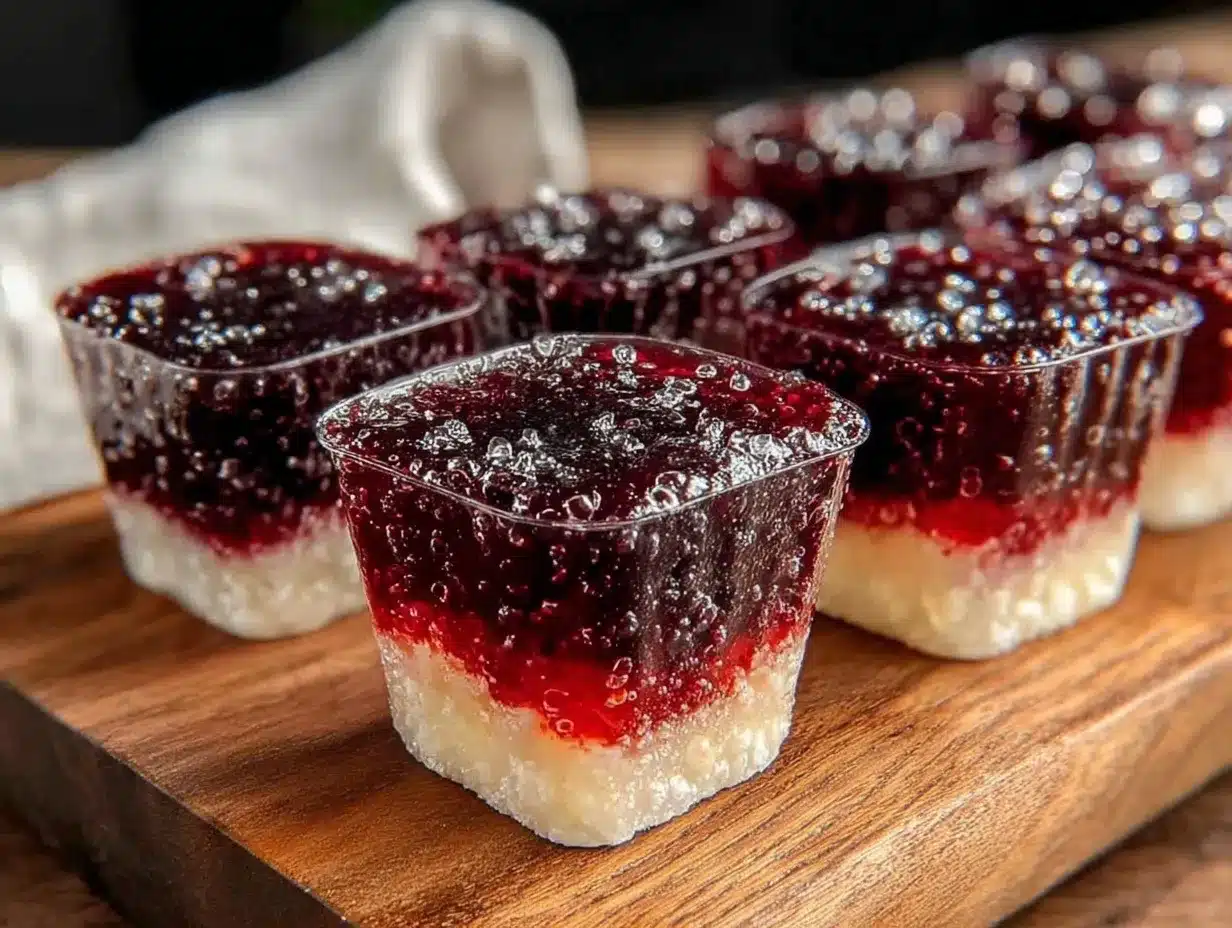 layered red white and blue vodka jello shots preparation steps