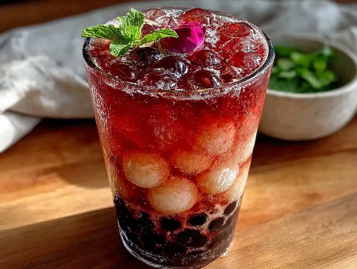 lychee rose bubble tea preparation steps
