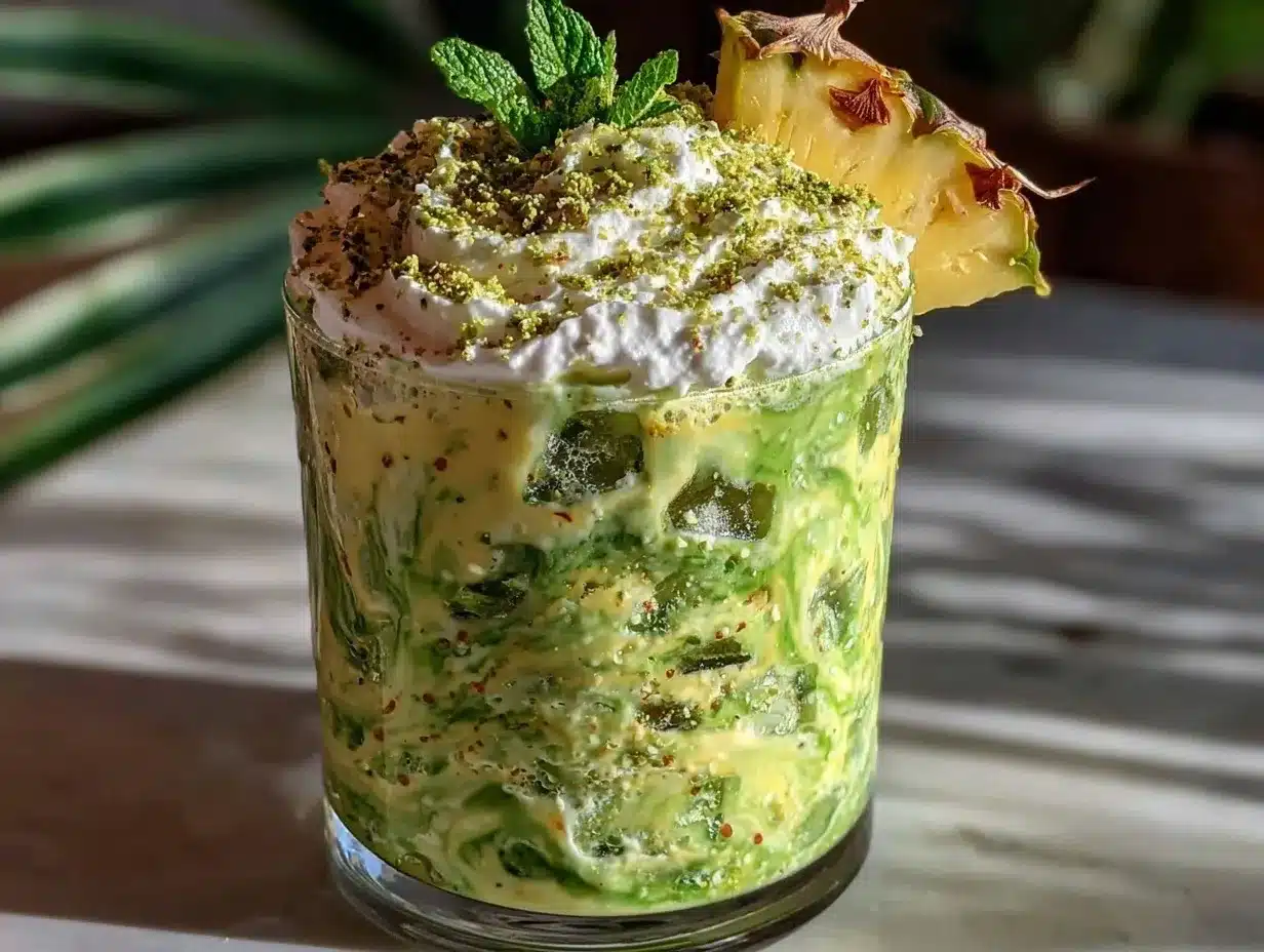 matcha pineapple iced latte preparation steps